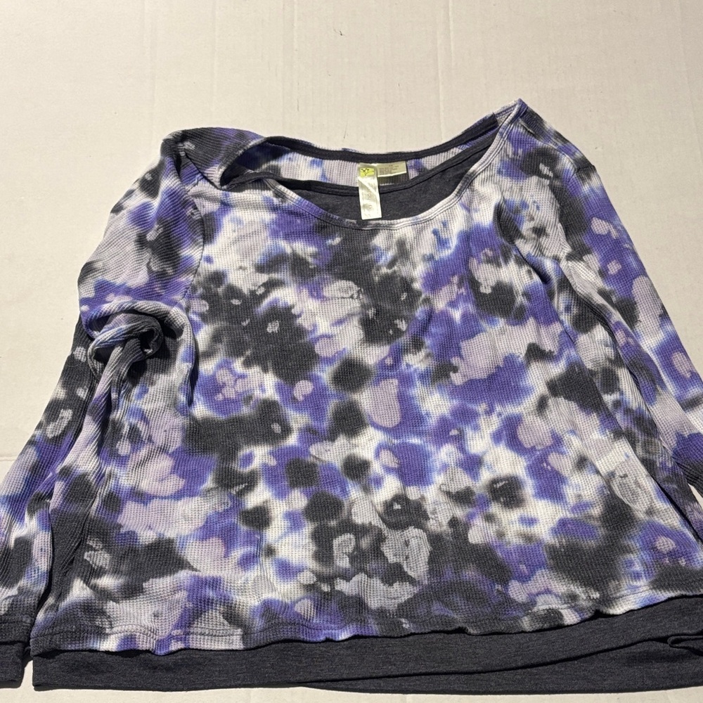 Vibrant Tie-Dye textured in Purple and Black long sleeve top